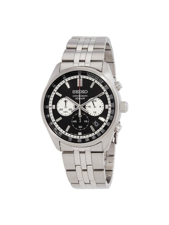 NWT Seiko Chronograph Quartz Black Dial Men\'s Watch